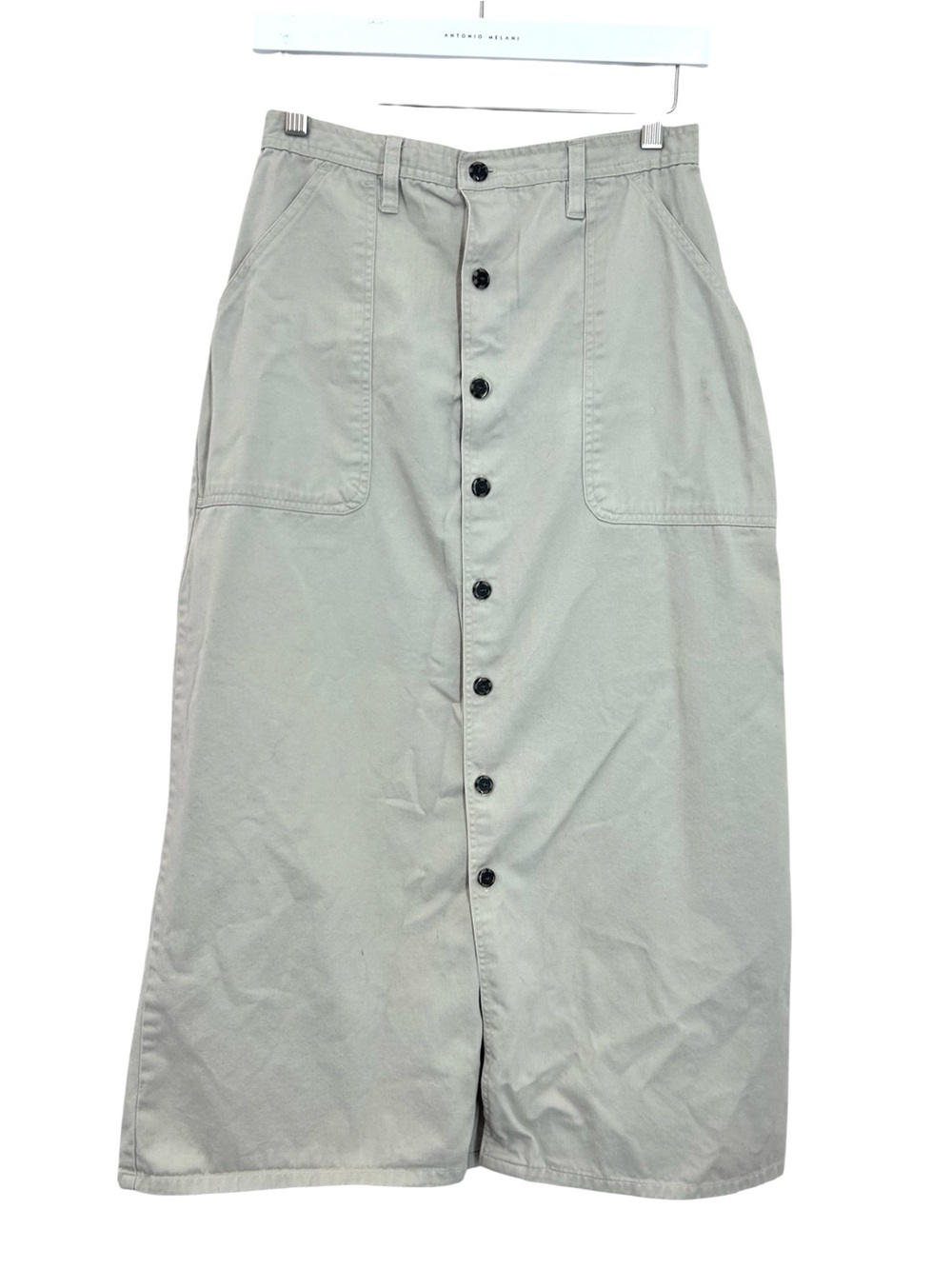 Bugle Boy Vintage 90s Button-Front Khaki Utility Cotton Midi Maxi Skirt S/M 8